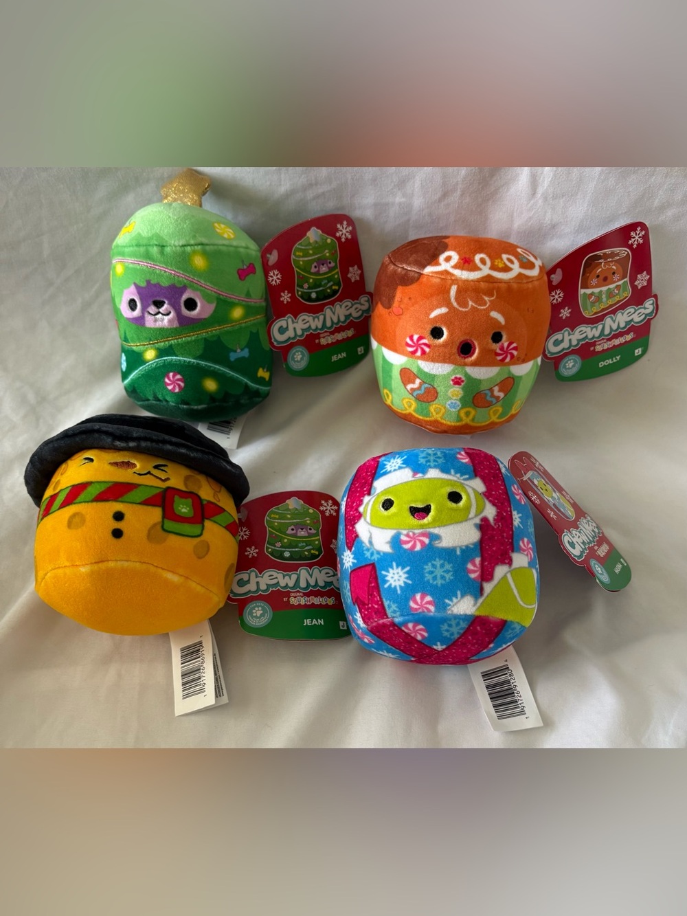 ChewMees by Squishmallows HOLIDAY Dolly, Jean, Hasina, Chedda LOT 4 NEW NWT